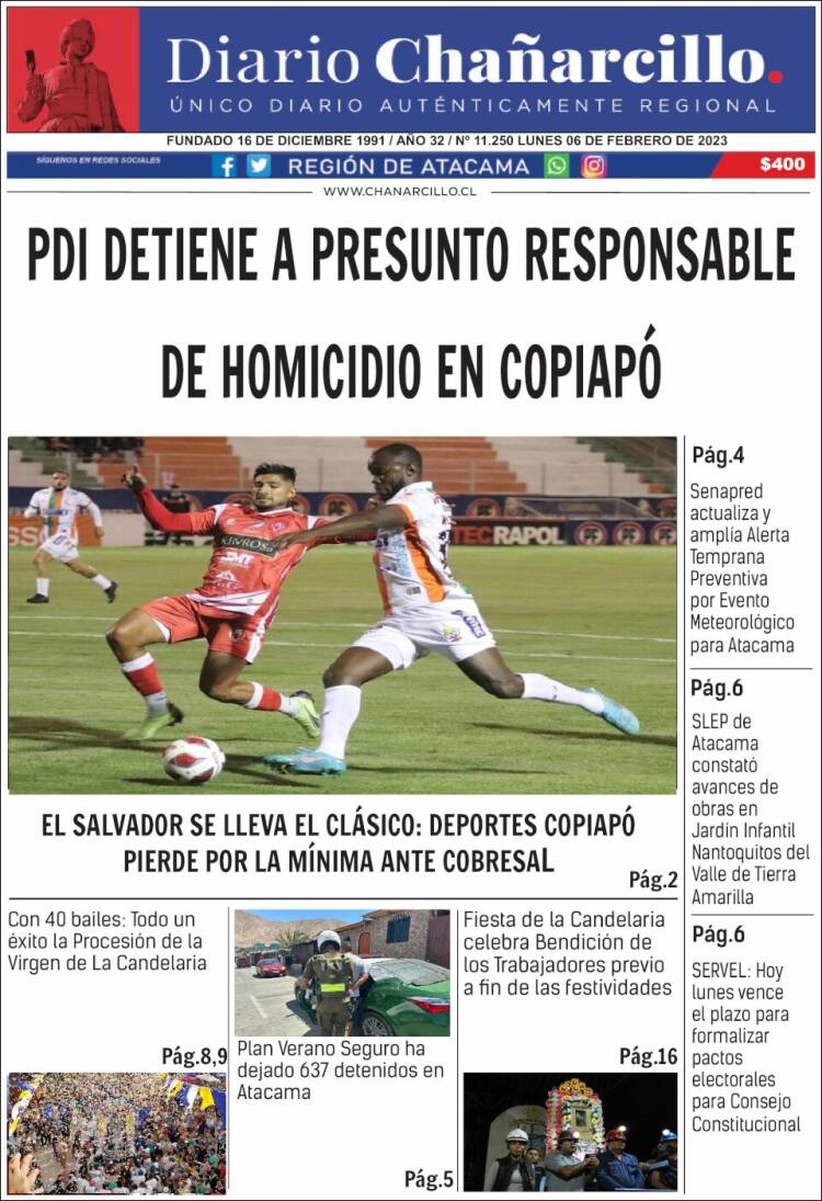 Portada de Diario Chañarcillo (Chile)