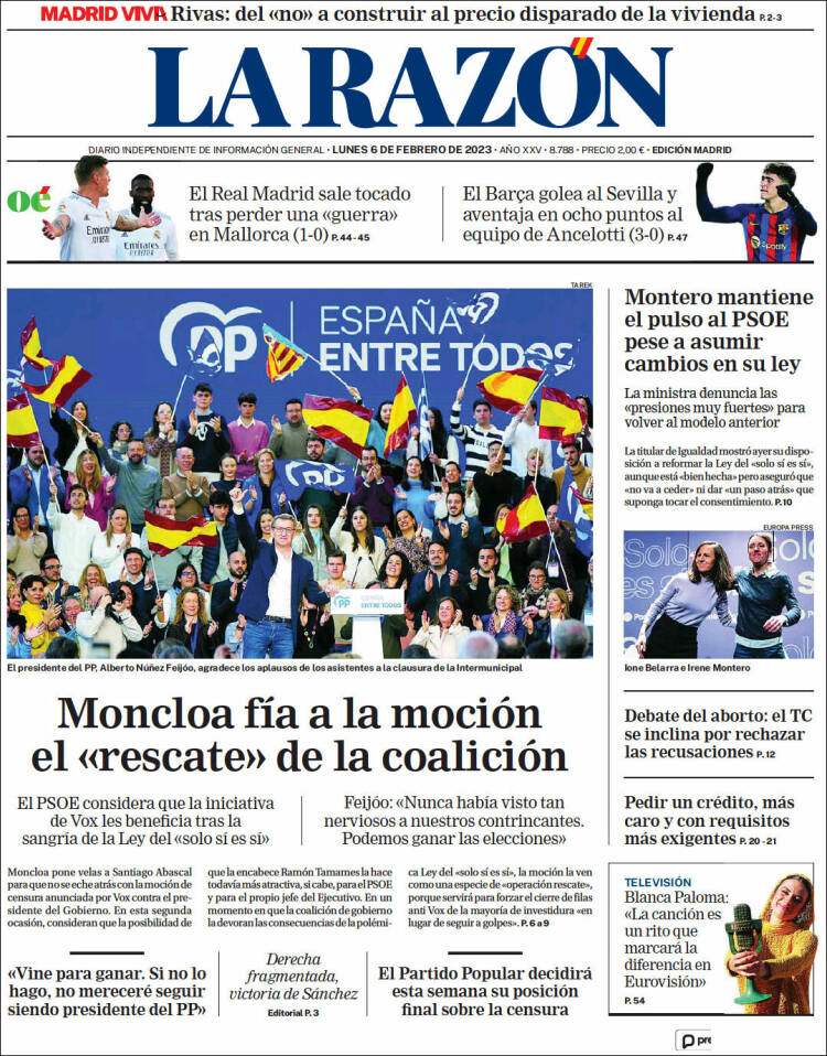 Portada de La Razón (España)