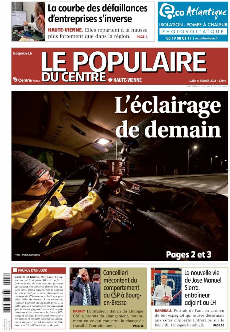 Journal Le Populaire du Centre (France). Les Unes des journaux de