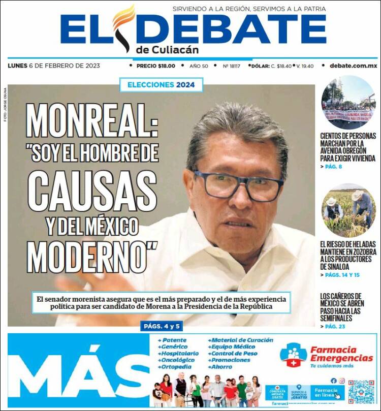 Portada de El Debate de Culiacán (M&eacute;xico)