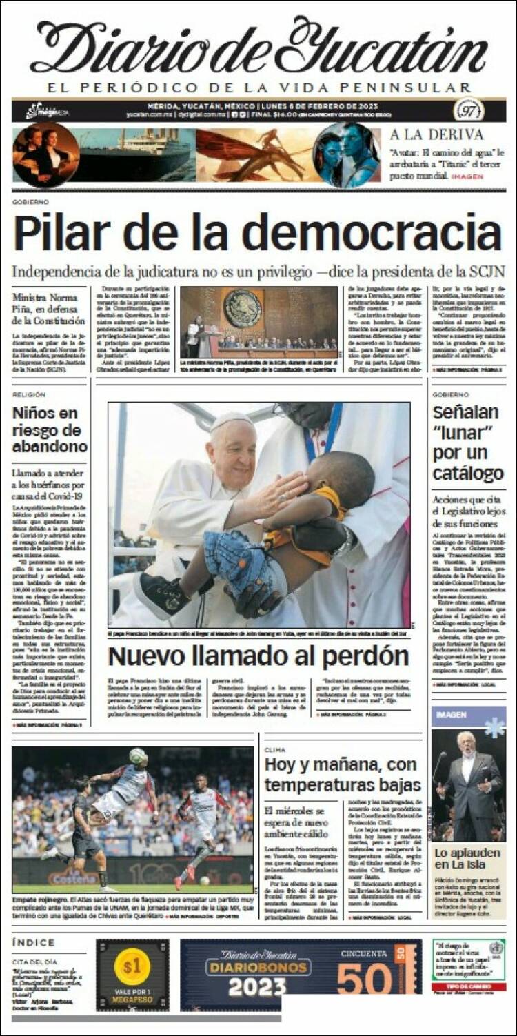 Portada de Diario de Yucatán (M&eacute;xico)