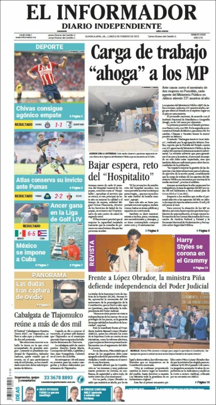 Portada de El Informador (M&eacute;xico)