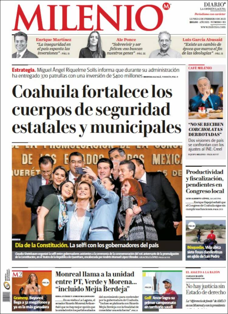 Portada de Milenio - Laguna (M&eacute;xico)