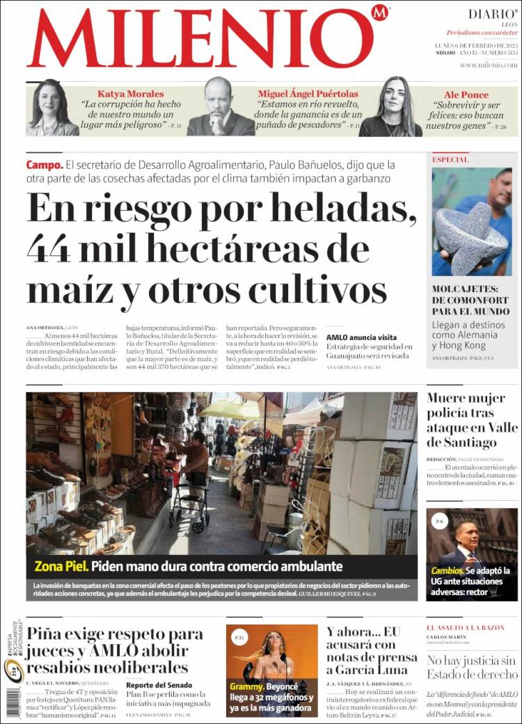 Portada de Milenio de León (M&eacute;xico)