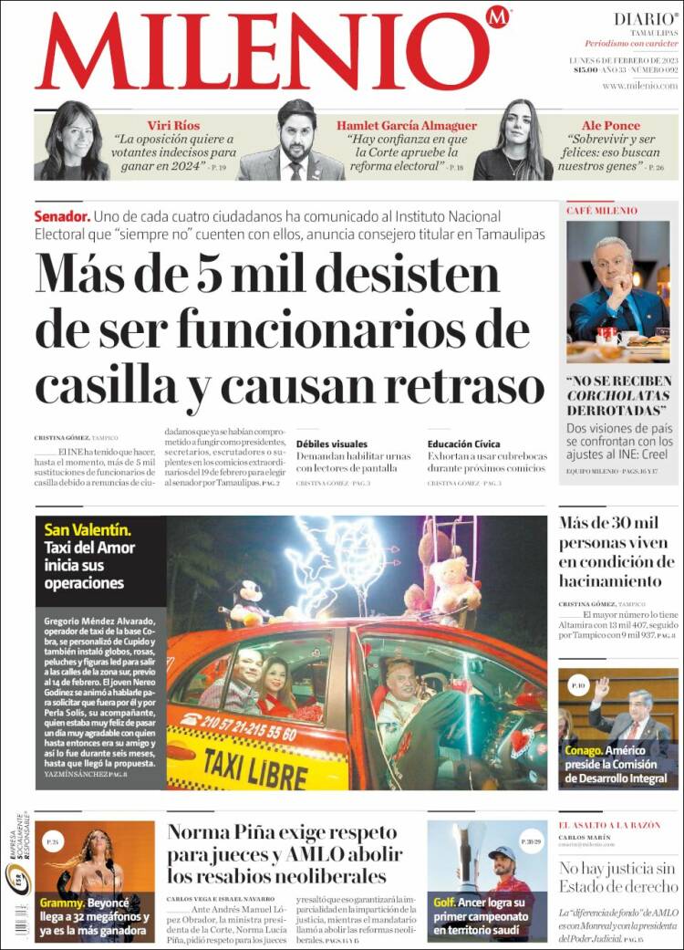 Portada de Milenio - Tamaulipas (M&eacute;xico)