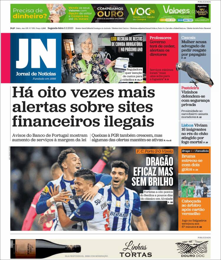 Portada de Jornal de Notícias (Portugal)