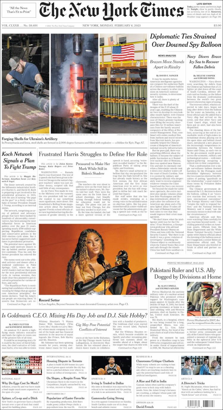 Portada de New York Times (USA)