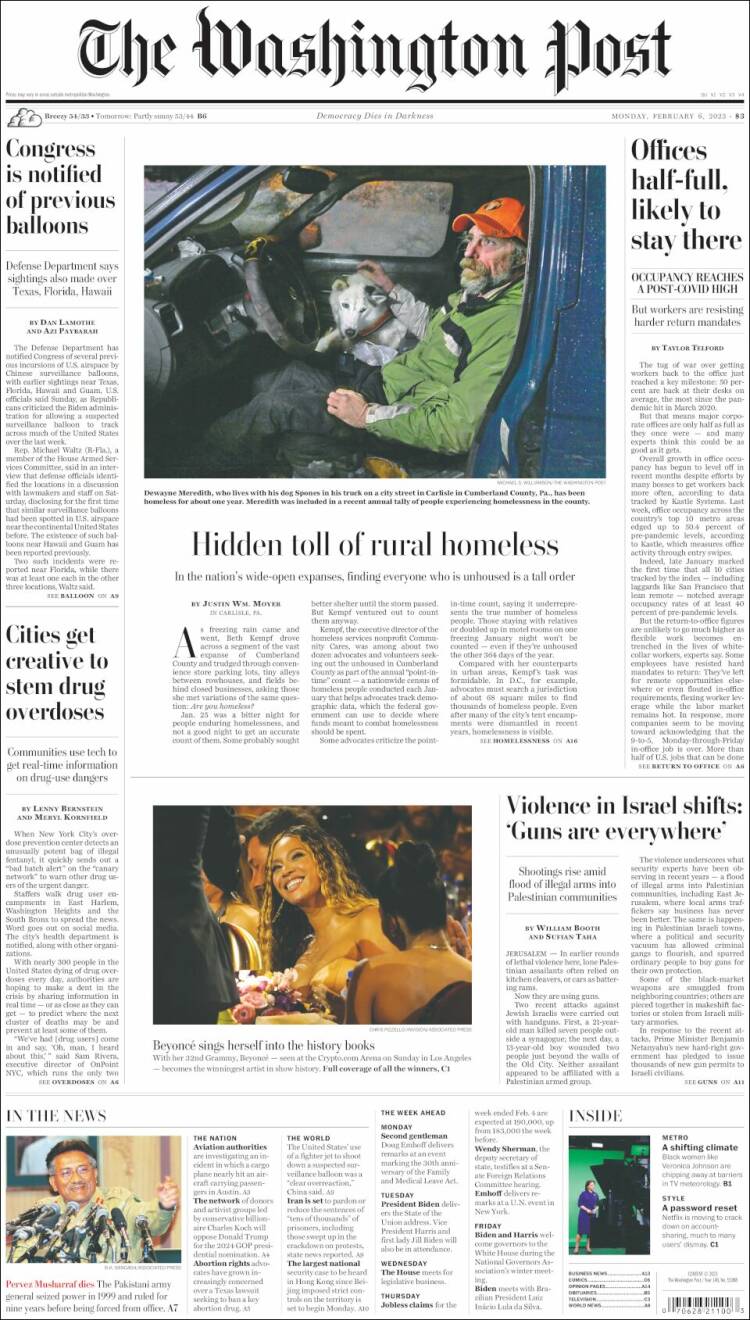 Portada de The Washington Post (USA)