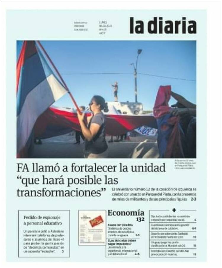 Portada de La Diaria (Uruguay)