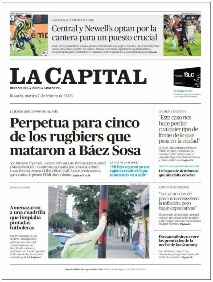 Portada de La Capital - Rosario (Argentina)