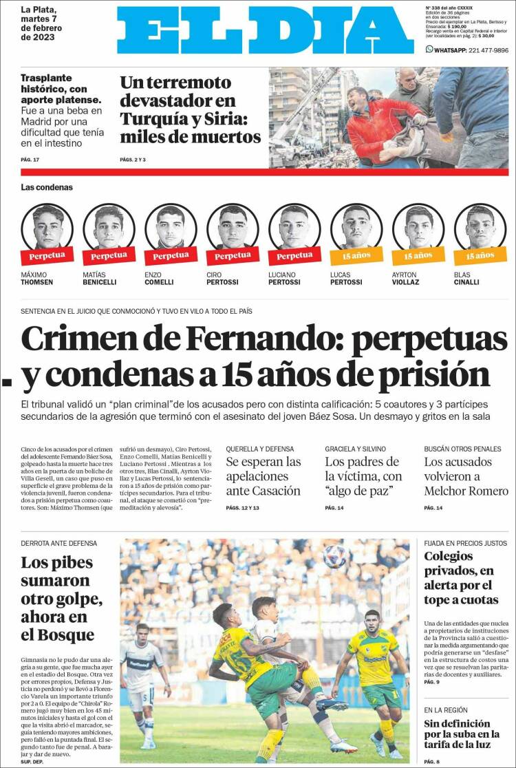 Portada de El Día de la Plata (Argentina)