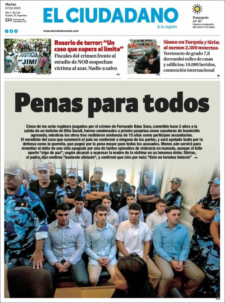 Portada de Diario El Ciudadano (Argentina)