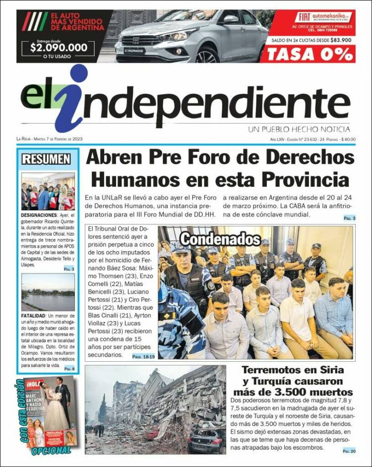 Portada de El Independiente (Argentina)