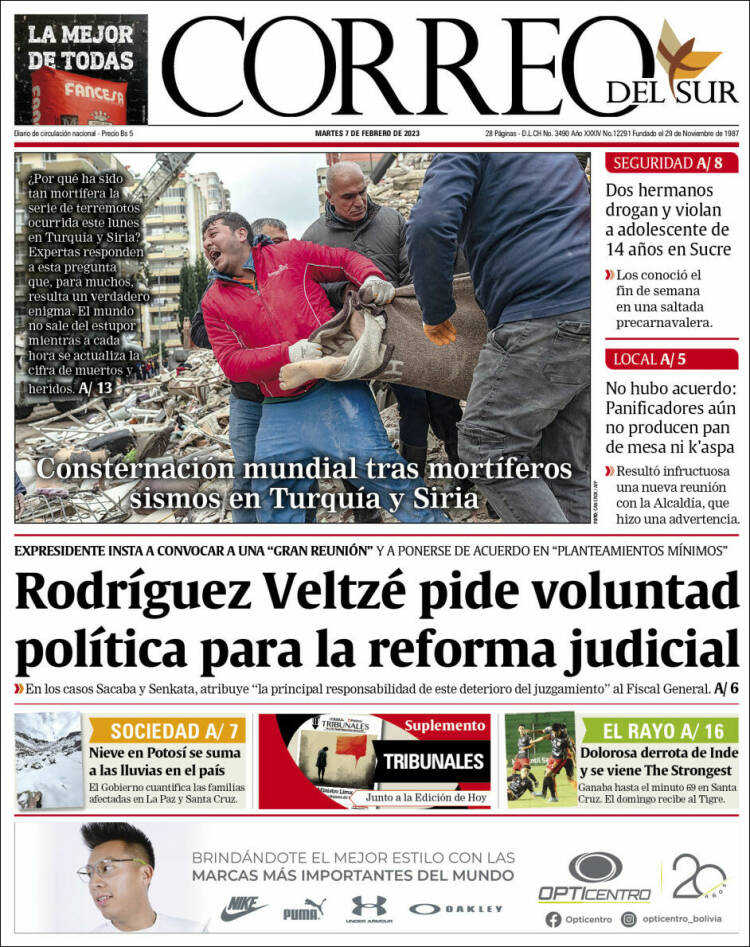 Portada de Correo Sur (Bolivia)