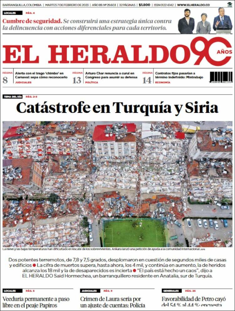 Portada de El Heraldo (Colombia)