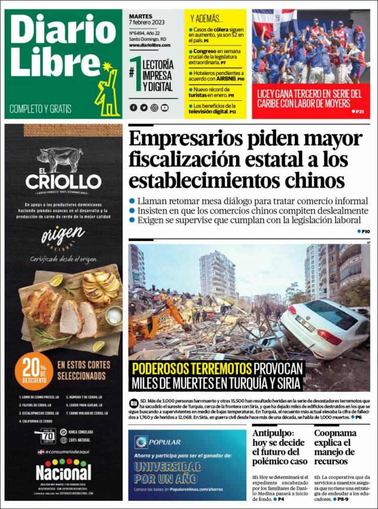 Portada de Diario Libre (R. Dominicana)