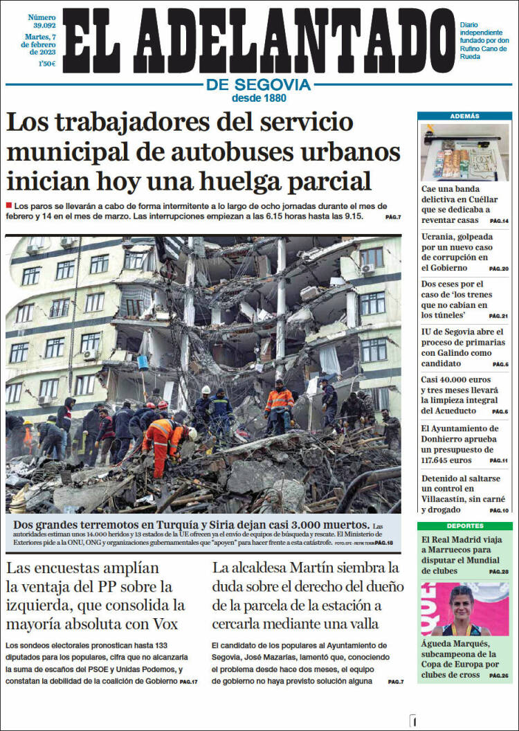 Portada de El Adelantado de Segovia (Espa&ntilde;a)