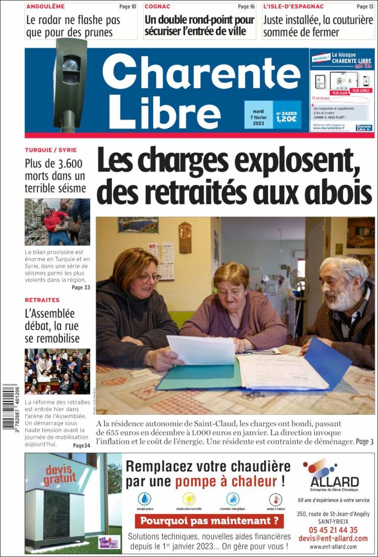 Portada de Charente Libre (France)