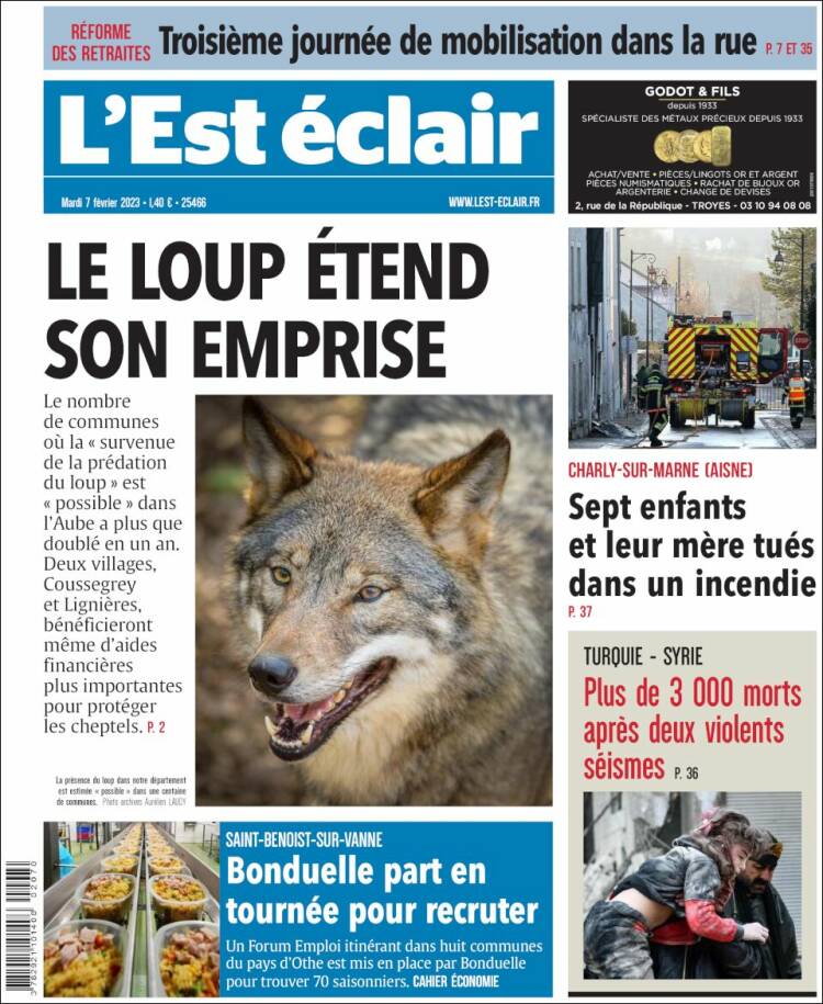 Portada de L'Est Eclair (Francia)