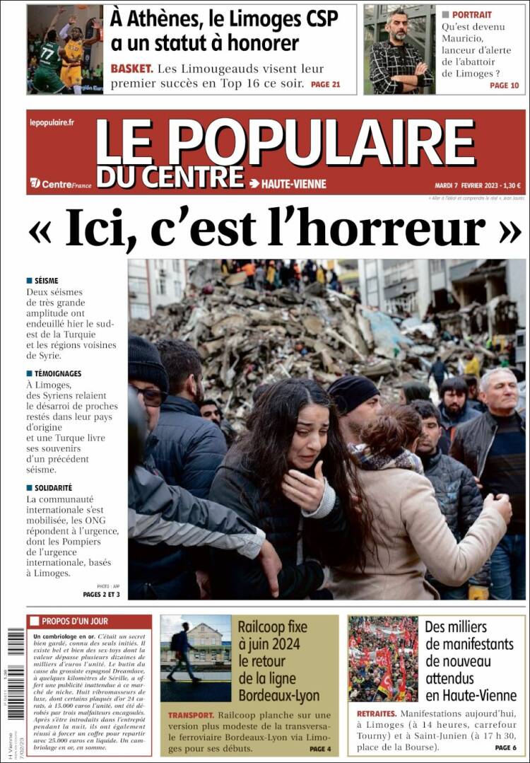 Portada de Le Populaire du Centre (Francia)