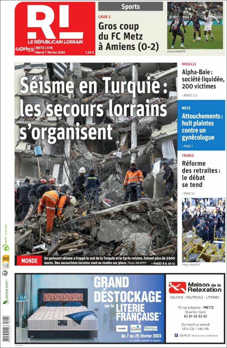 Portada de Le Republicain Lorrain (Francia)