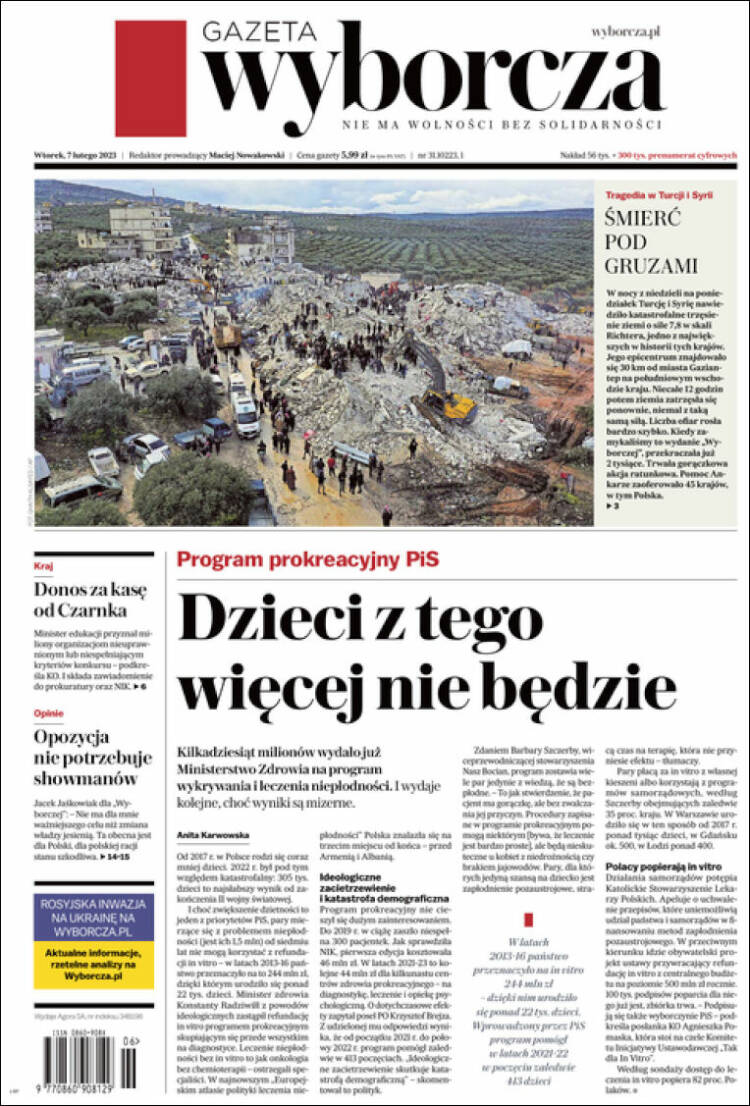 Portada de Gazeta Wyborcza (Polonia)