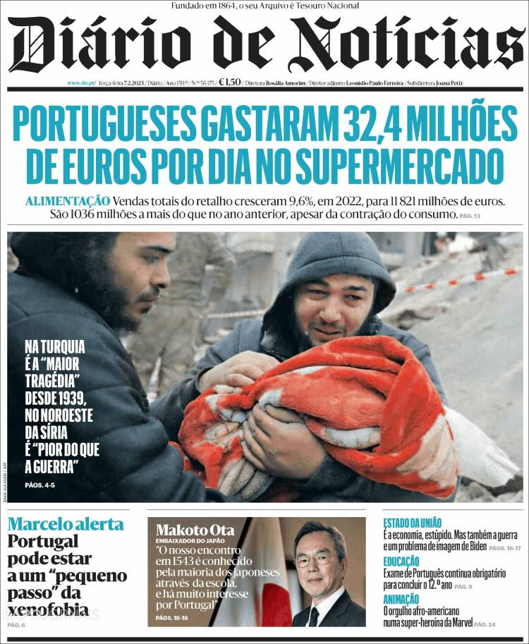 Portada de Diário de Noticias (Portugal)