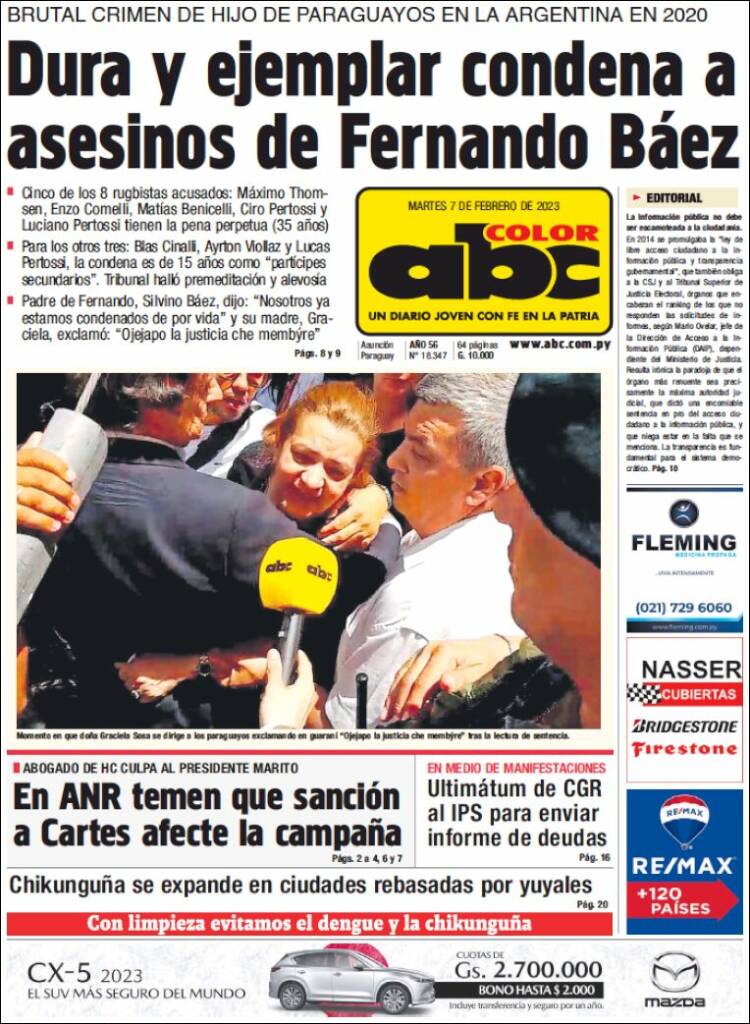 Portada de ABC Color (Paraguay)