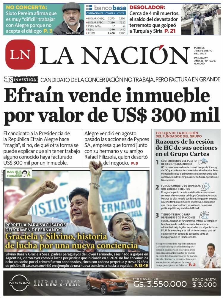 Portada de La Nación (Paraguay)