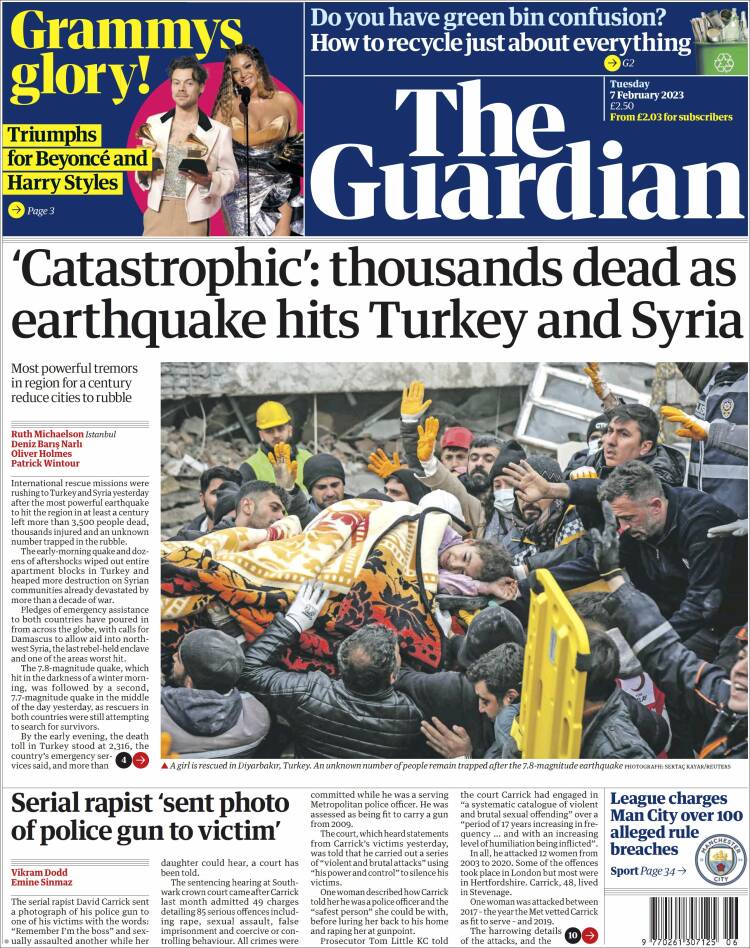 Portada de The Guardian (United Kingdom)