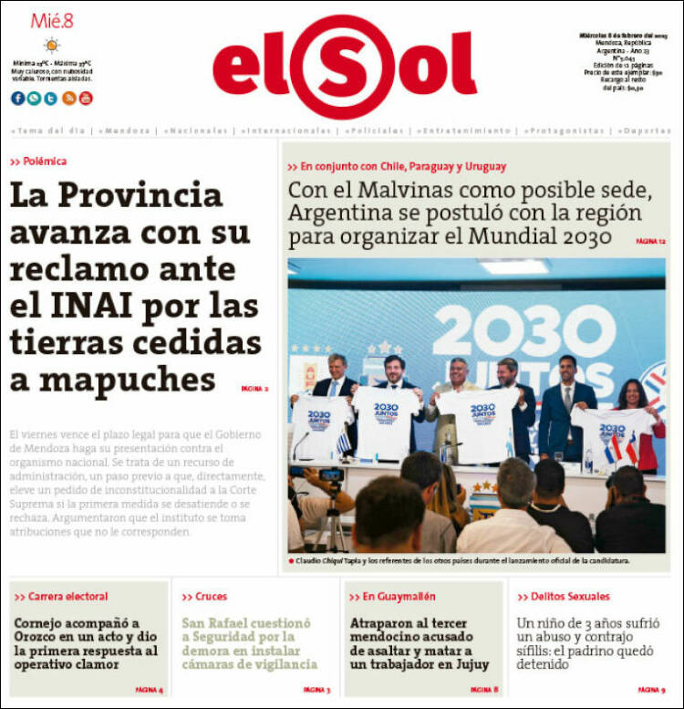 Portada de El Sol (Argentina)