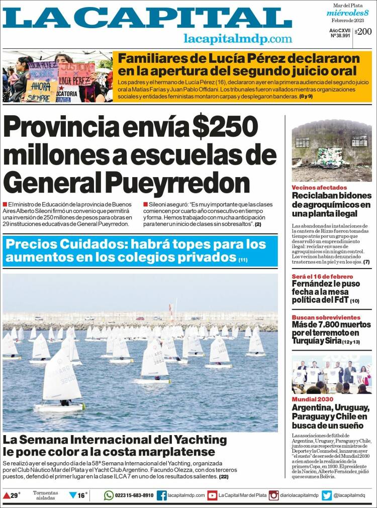 Portada de Diario La Capital - Mar del Plata (Argentina)