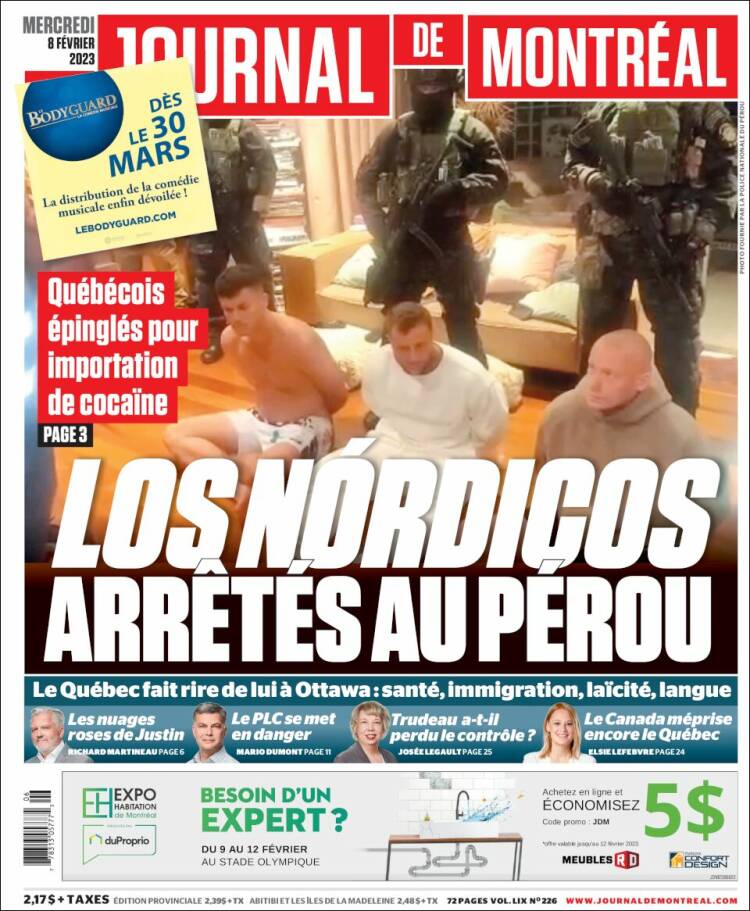 Portada de Le Journal de Montréal (Canada)