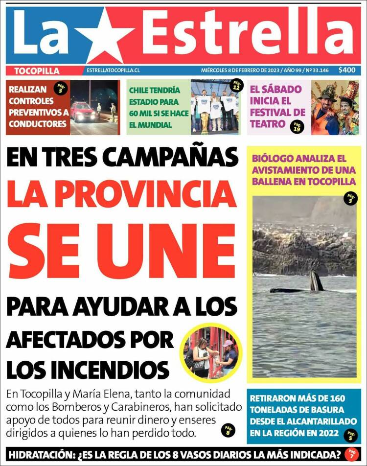 Portada de La Estrella de Tocopilla (Chile)