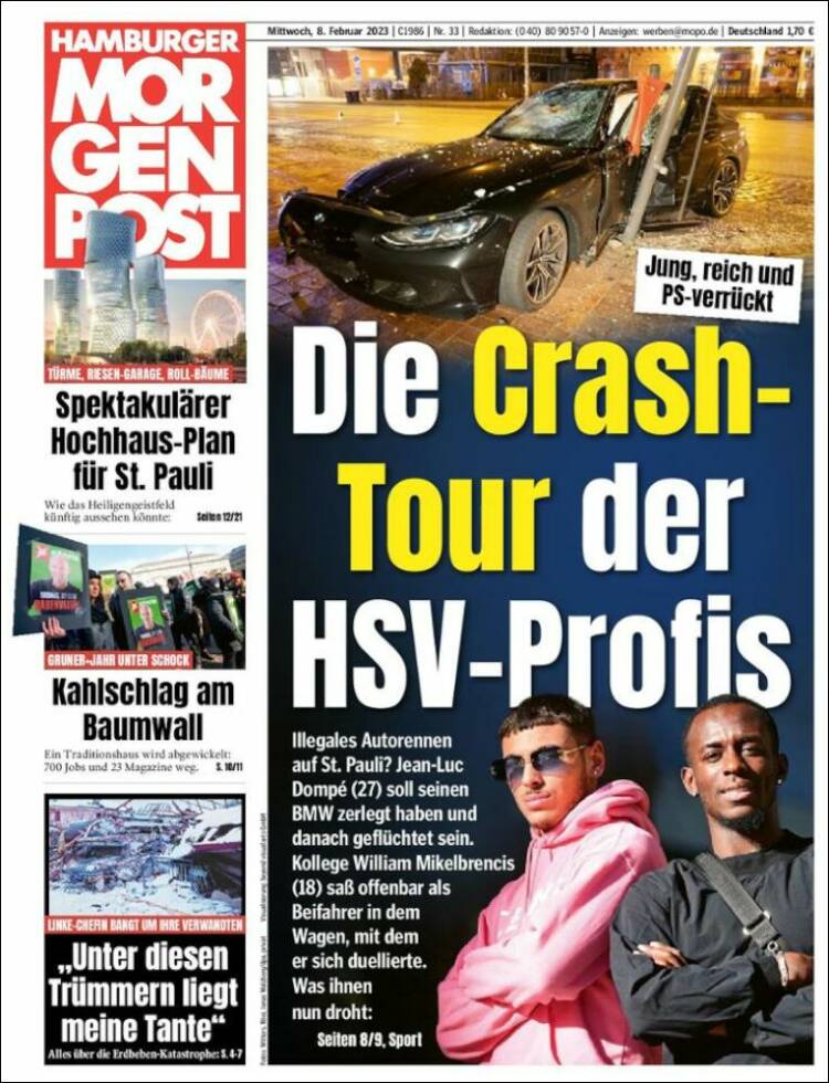 Portada de Hamburger Morgenpost  (Alemania)