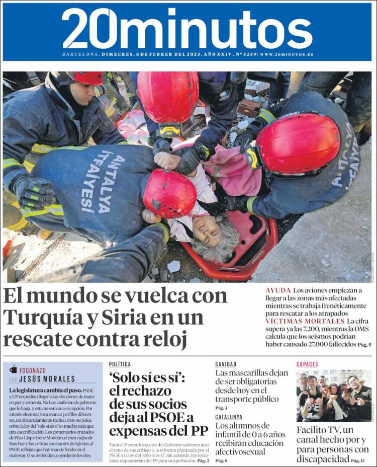 Portada de 20 Minutos - Barcelona (Spain)
