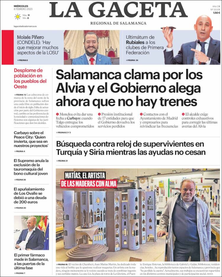 Portada de La Gaceta de Salamanca (España)