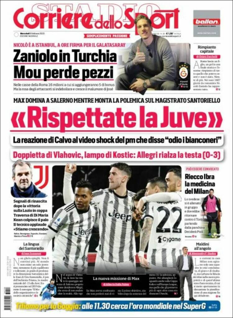 Portada de Corriere dello Sport (Italie)