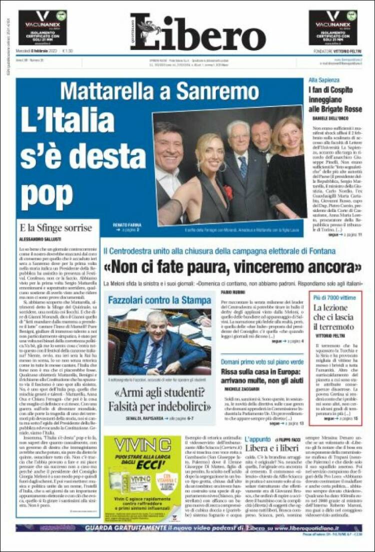 Portada de Libero (Italia)