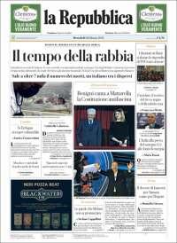 Portada de La Repubblica (Italia)