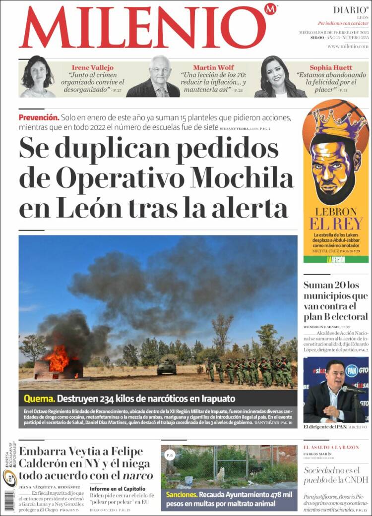 Portada de Milenio de León (Mexico)