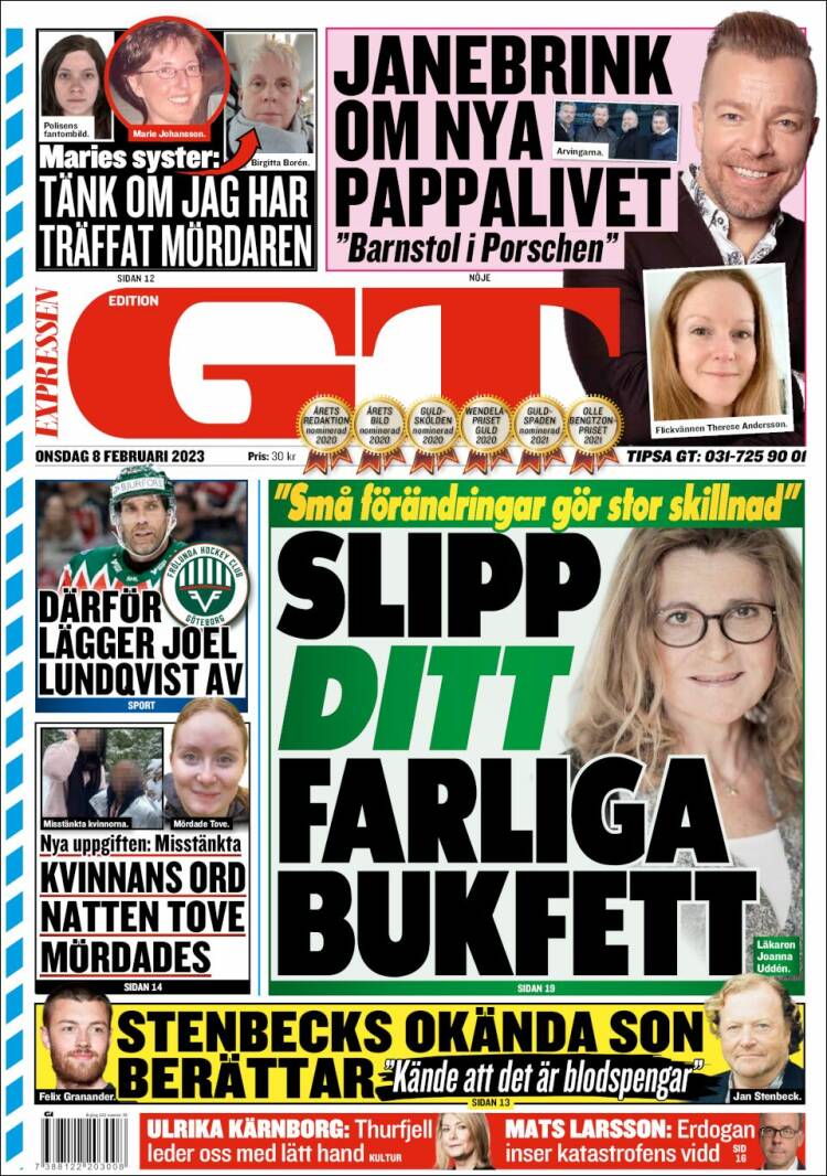 Portada de Göteborgstidningen (Suecia)