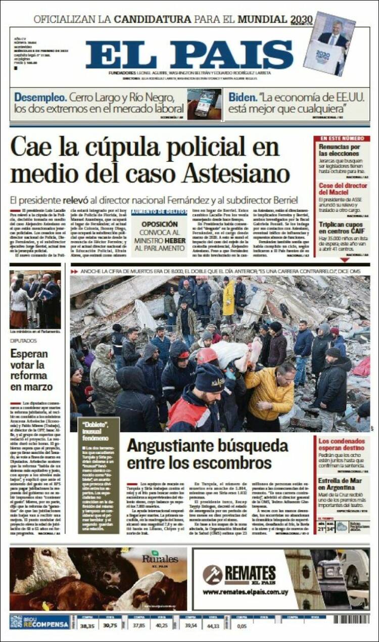 Portada de El País (Uruguay)