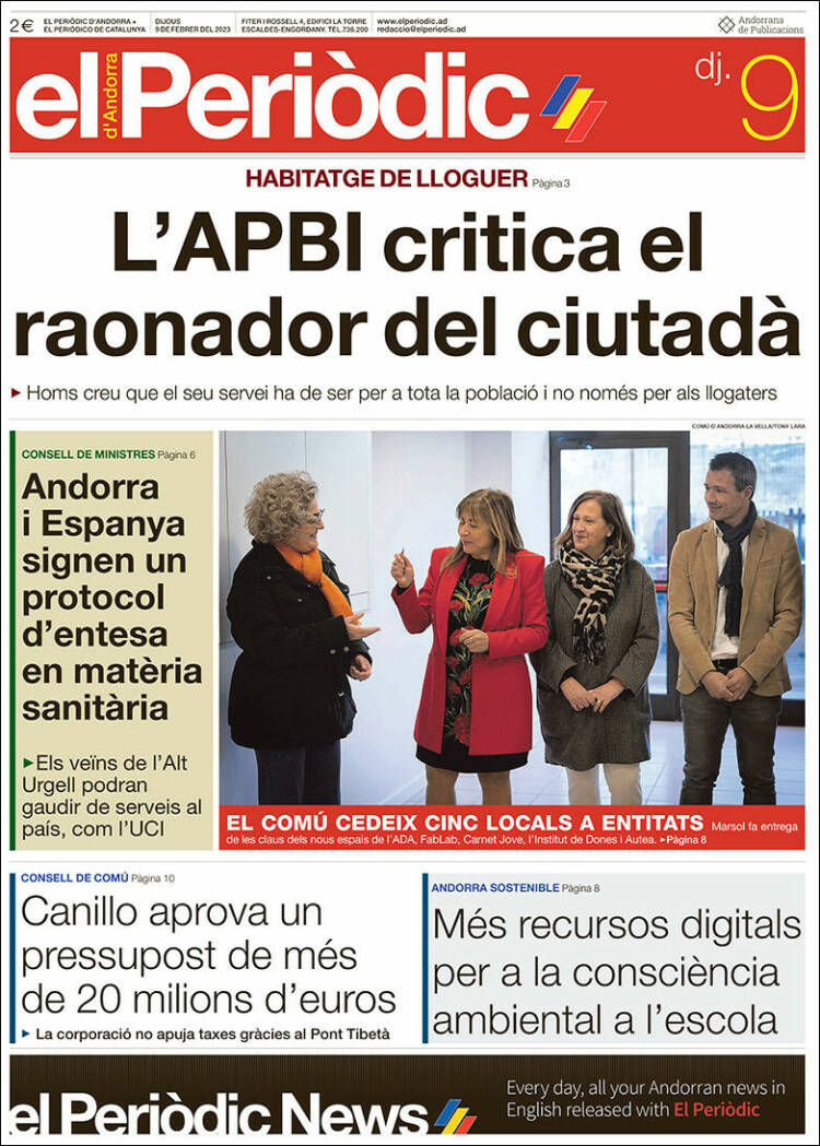 Portada de El Periòdic d'Andorra (Andorra)