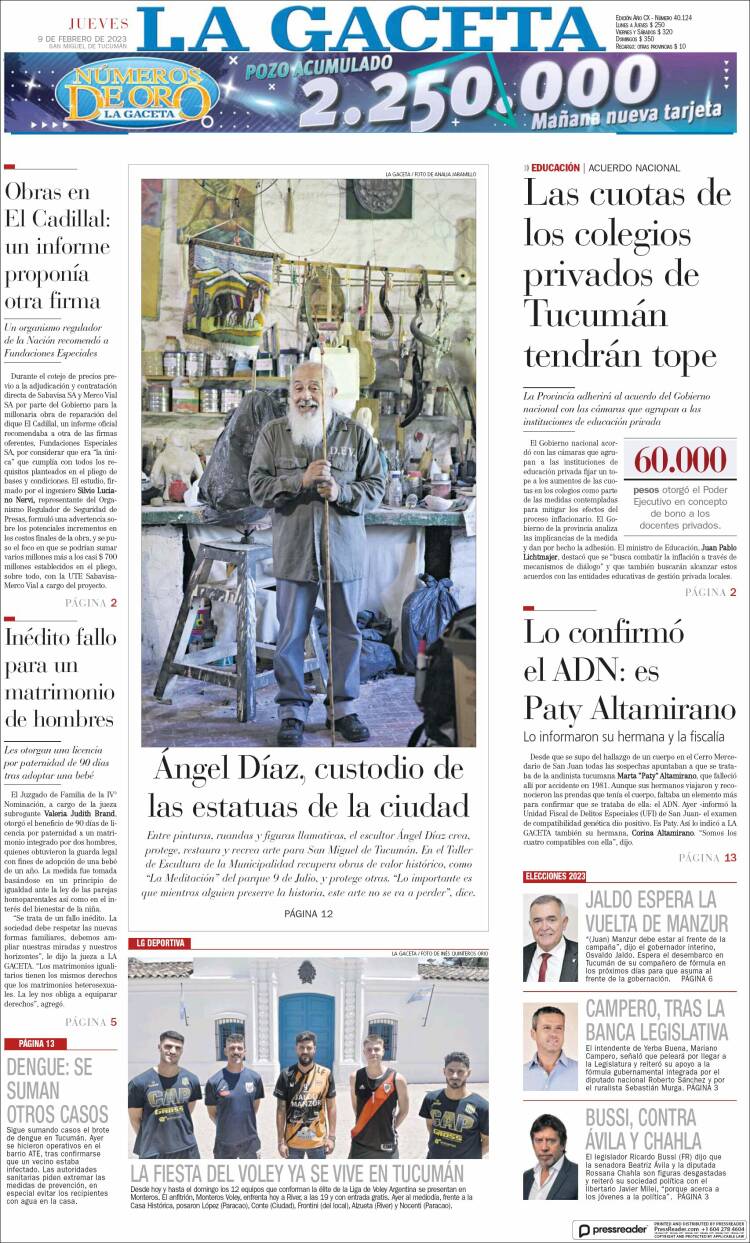 Portada de La Gaceta (Argentina)