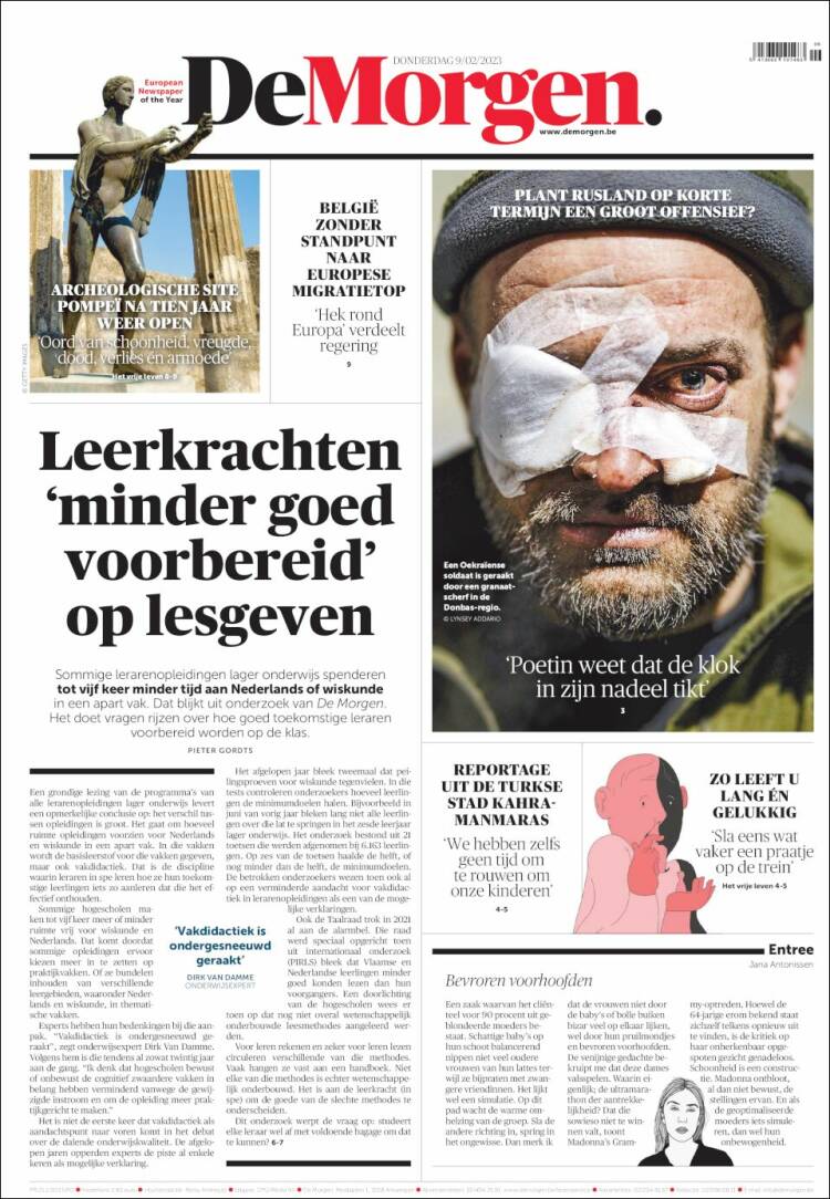 Portada de De Morgen (B&eacute;lgica)