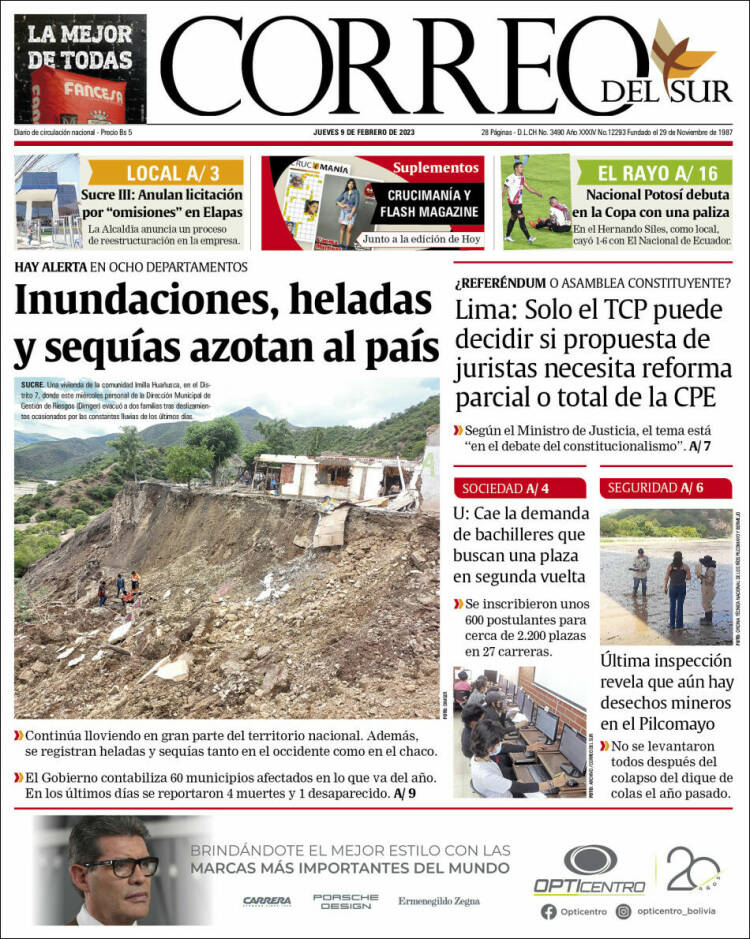 Portada de Correo Sur (Bolivia)