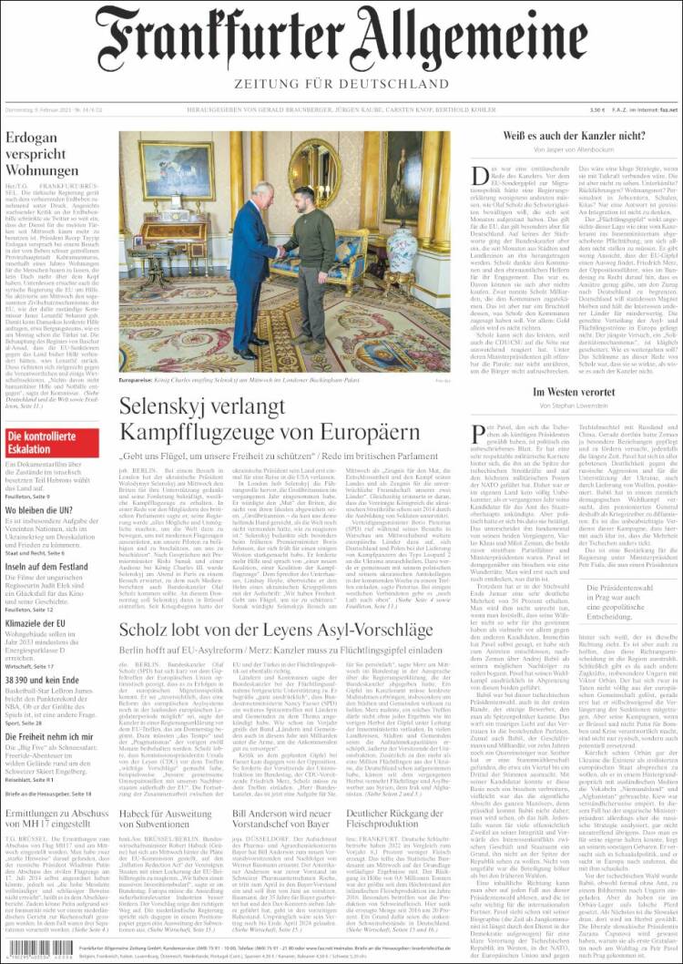 Portada de Frankfurter Allgemeine (Alemania)