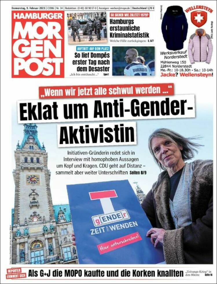 Portada de Hamburger Morgenpost  (Alemania)