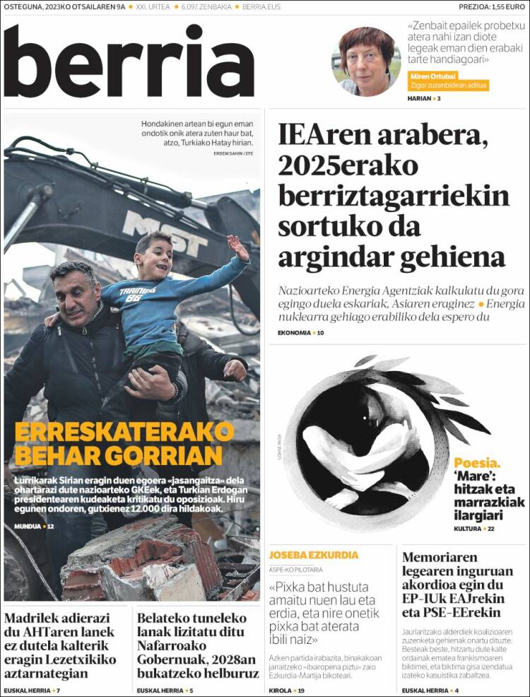 Portada de Berria (Espa&ntilde;a)